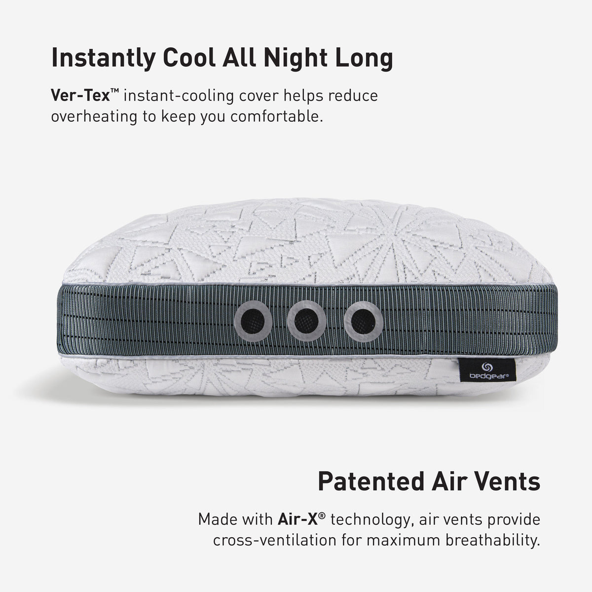 BedGear Storm Performance Pillow 2.0 Cooling Pillow with Washable Cover - White